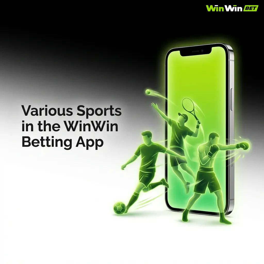 WinWin Betting App interface showing multiple sports options including football, basketball, tennis, and eSports