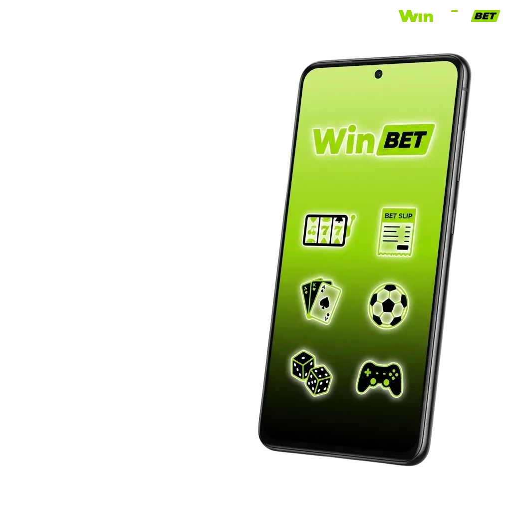 WinWin Android app interface showing mobile betting and casino games on smartphone screen