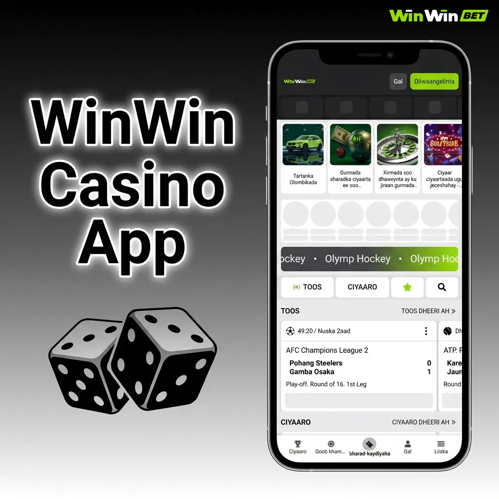 WinWin Casino App mobile interface showing live casino games, slots, and table games from top developers