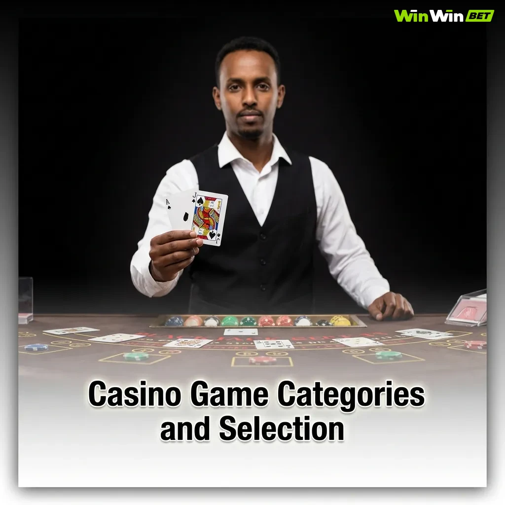Casino game interface showing slots, table games, crash games, jackpots, card games, and specialty game categories
