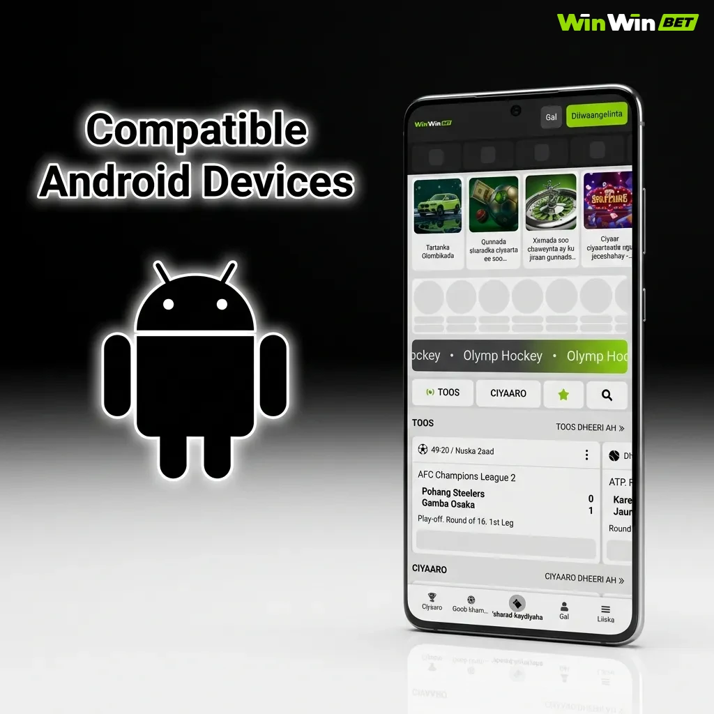 Popular Android smartphones compatible with WinWin app including Samsung Galaxy, Xiaomi Redmi, and Oppo models