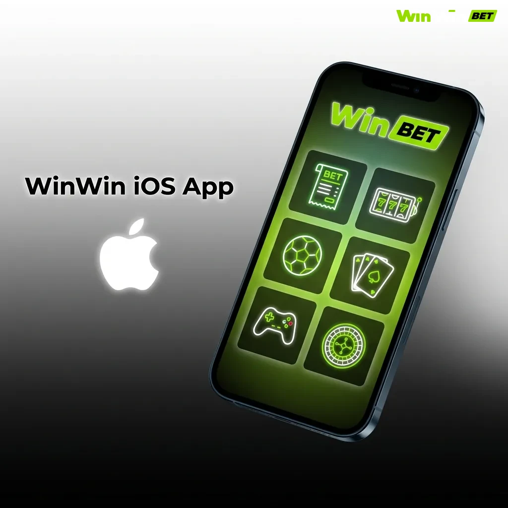 WinWin iOS app interface on iPhone showing sports betting and casino games with download button